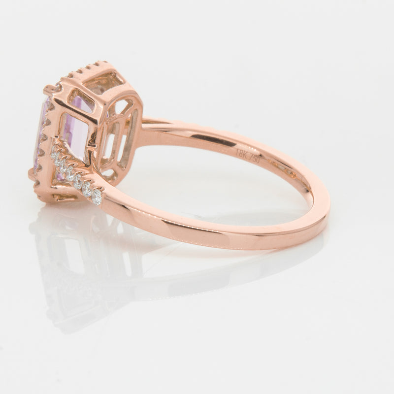 18ct Rose Gold 2.70ct Kunzite & Diamond Ring-Ring-Walker & Hall