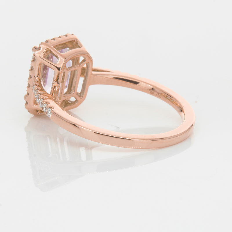 18ct Rose Gold 2.70ct Kunzite & Diamond Ring-Ring-Walker & Hall