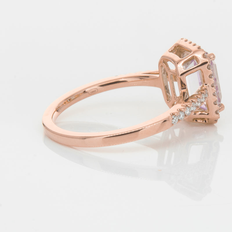 18ct Rose Gold 2.70ct Kunzite & Diamond Ring-Ring-Walker & Hall