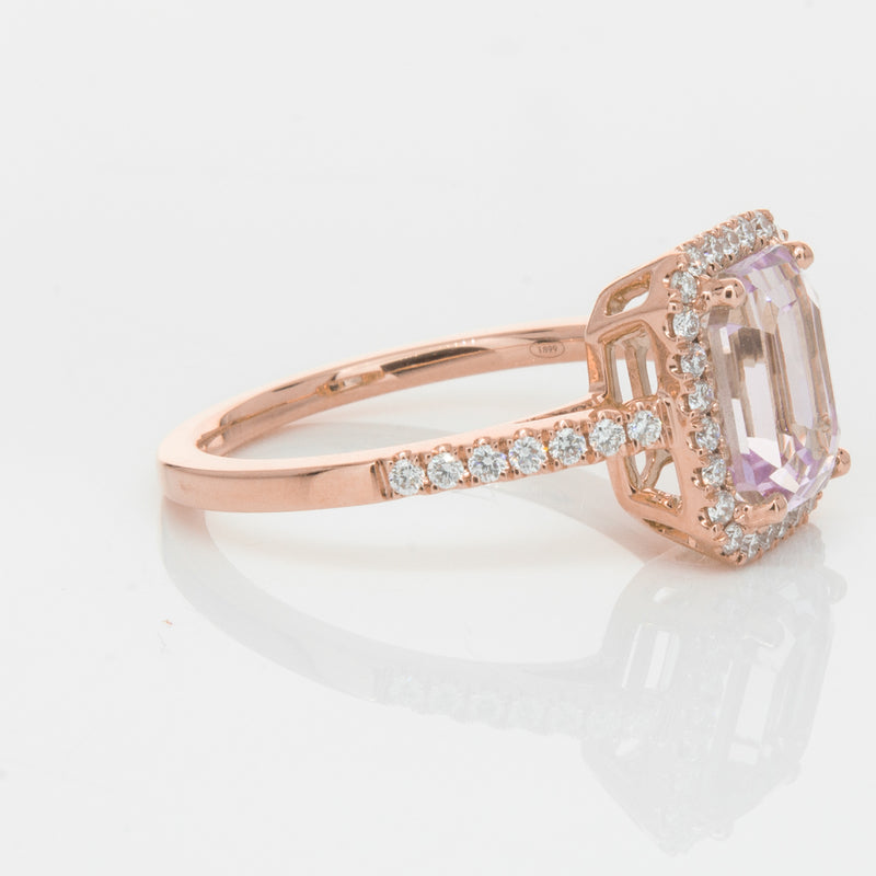 18ct Rose Gold 2.70ct Kunzite & Diamond Ring-Ring-Walker & Hall