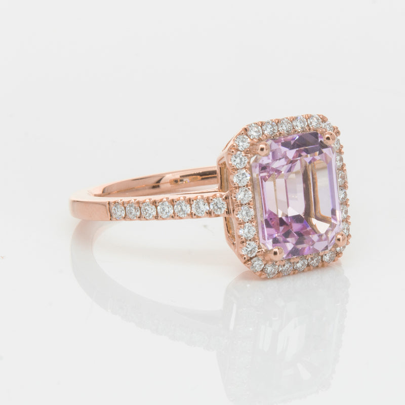 18ct Rose Gold 2.70ct Kunzite & Diamond Ring-Ring-Walker & Hall