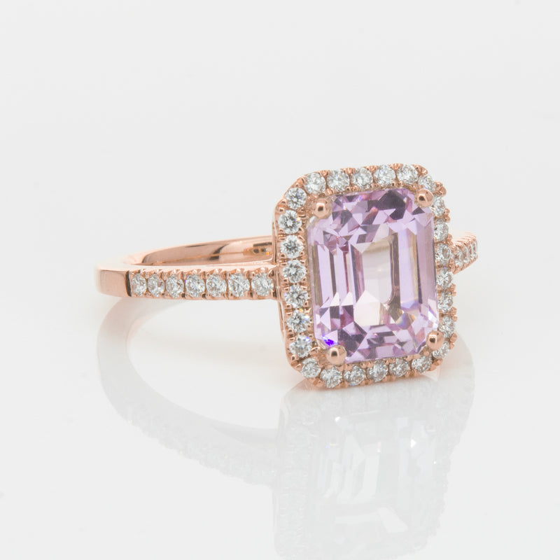 18ct Rose Gold 2.70ct Kunzite & Diamond Ring-Ring-Walker & Hall