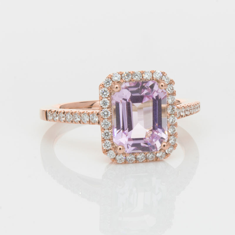 18ct Rose Gold 2.70ct Kunzite & Diamond Ring-Ring-Walker & Hall
