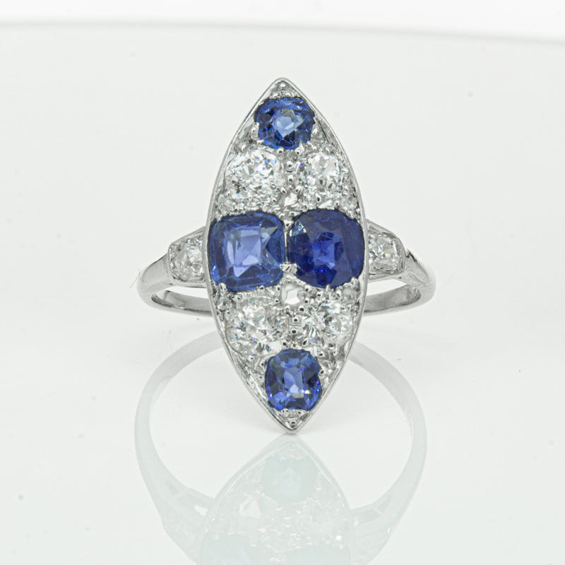Vintage 18ct White Gold 2.00ct Sapphire & Diamond Ring-Ring-Walker & Hall