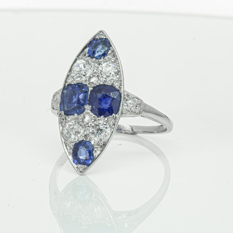 Vintage 18ct White Gold 2.00ct Sapphire & Diamond Ring-Ring-Walker & Hall