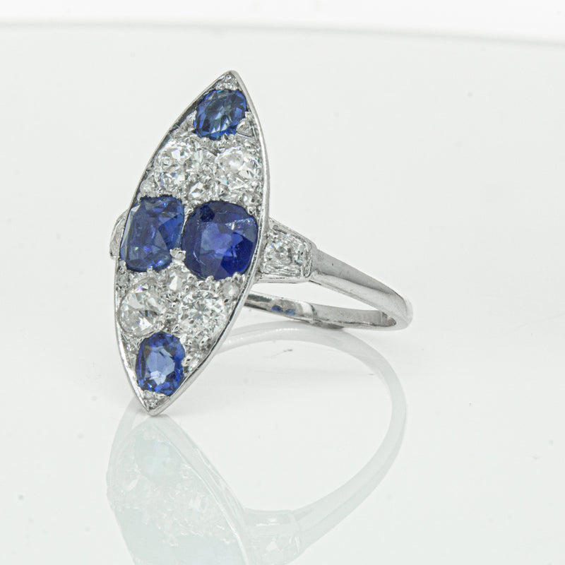 Vintage 18ct White Gold 2.00ct Sapphire & Diamond Ring-Ring-Walker & Hall