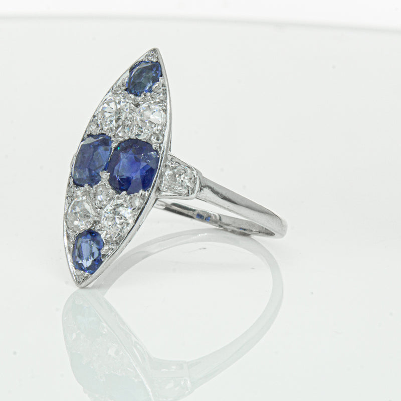 Vintage 18ct White Gold 2.00ct Sapphire & Diamond Ring-Ring-Walker & Hall