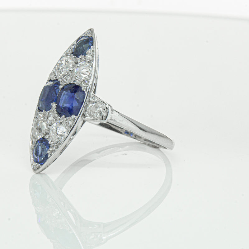 Vintage 18ct White Gold 2.00ct Sapphire & Diamond Ring-Ring-Walker & Hall