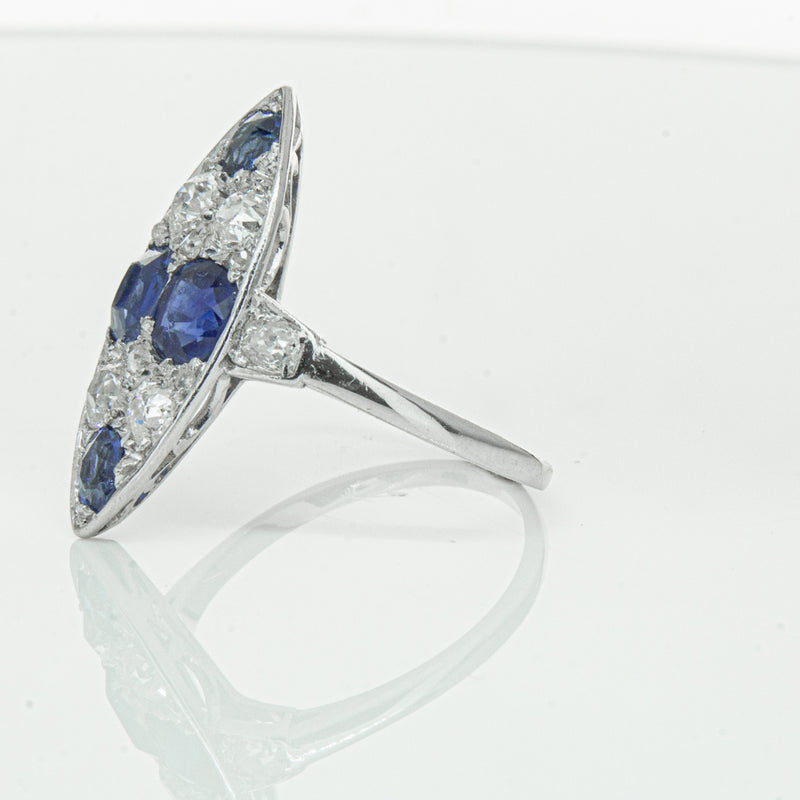 Vintage 18ct White Gold 2.00ct Sapphire & Diamond Ring-Ring-Walker & Hall