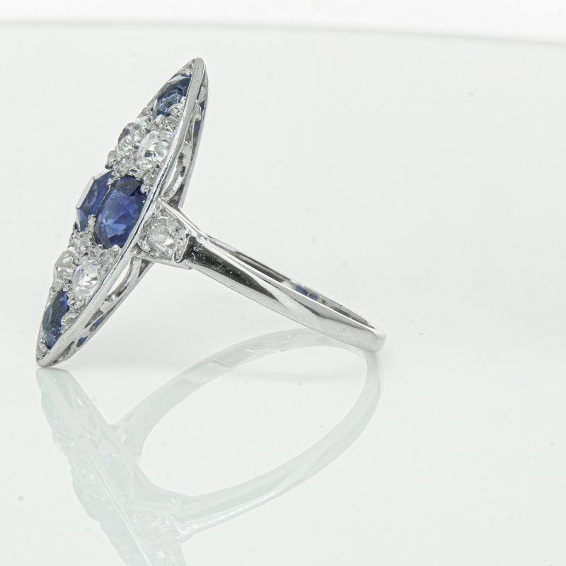 Vintage 18ct White Gold 2.00ct Sapphire & Diamond Ring-Ring-Walker & Hall
