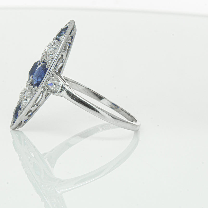 Vintage 18ct White Gold 2.00ct Sapphire & Diamond Ring-Ring-Walker & Hall