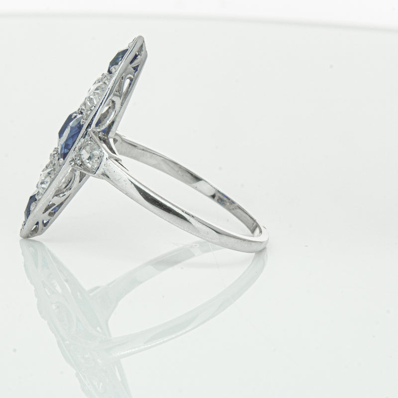 Vintage 18ct White Gold 2.00ct Sapphire & Diamond Ring-Ring-Walker & Hall