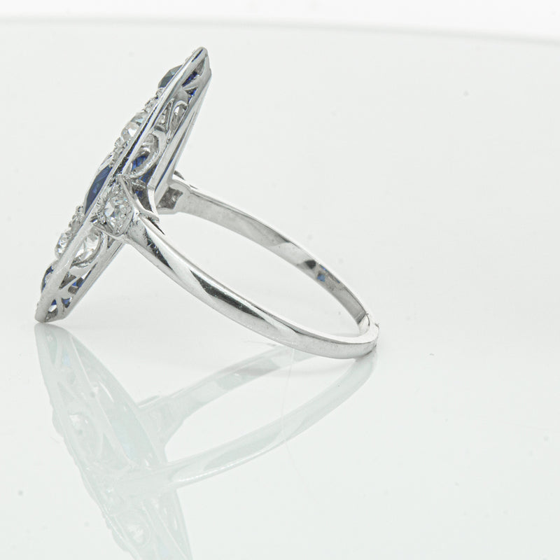 Vintage 18ct White Gold 2.00ct Sapphire & Diamond Ring-Ring-Walker & Hall