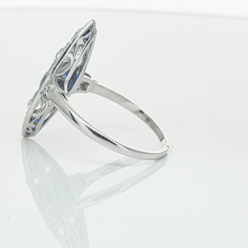 Vintage 18ct White Gold 2.00ct Sapphire & Diamond Ring-Ring-Walker & Hall