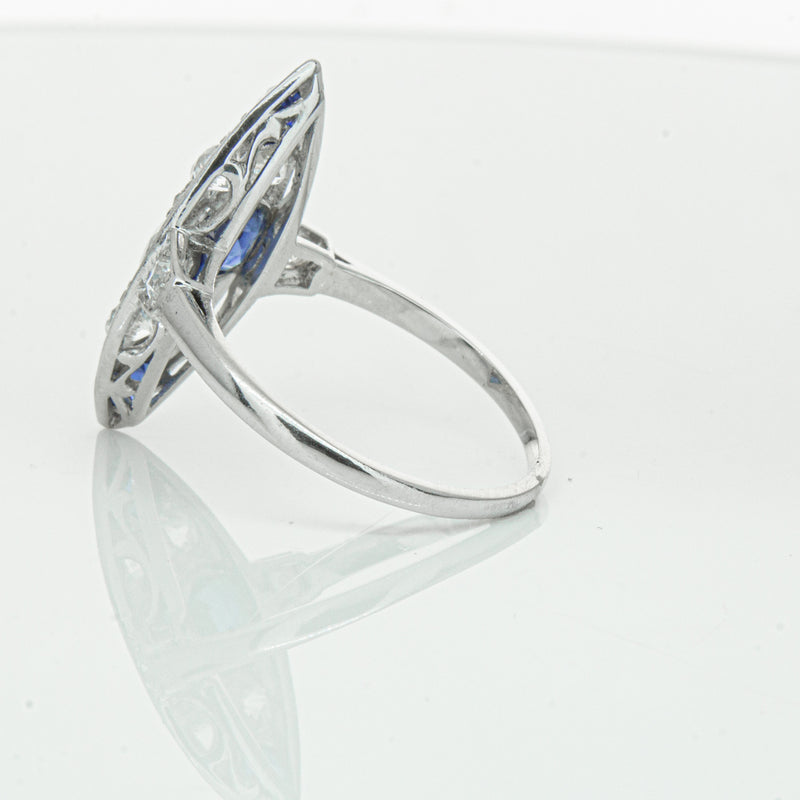 Vintage 18ct White Gold 2.00ct Sapphire & Diamond Ring-Ring-Walker & Hall