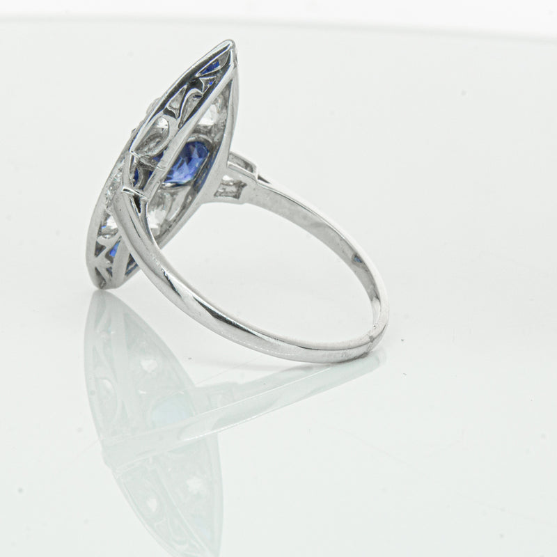 Vintage 18ct White Gold 2.00ct Sapphire & Diamond Ring-Ring-Walker & Hall