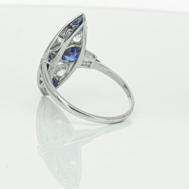 Vintage 18ct White Gold 2.00ct Sapphire & Diamond Ring-Ring-Walker & Hall