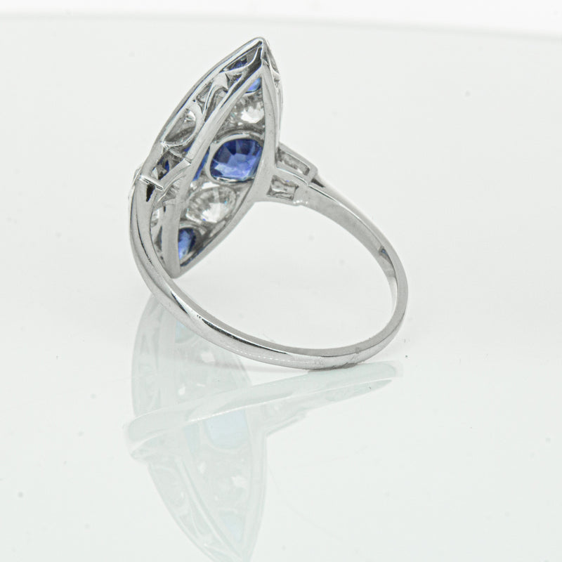Vintage 18ct White Gold 2.00ct Sapphire & Diamond Ring-Ring-Walker & Hall