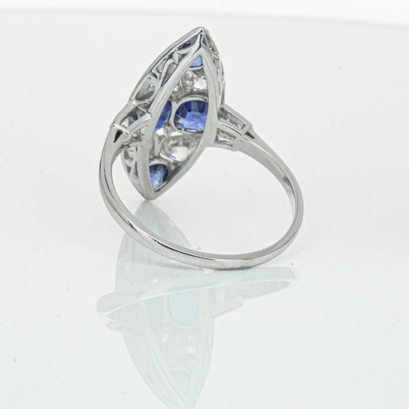 Vintage 18ct White Gold 2.00ct Sapphire & Diamond Ring-Ring-Walker & Hall