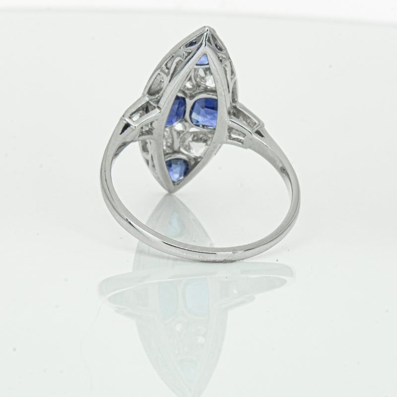 Vintage 18ct White Gold 2.00ct Sapphire & Diamond Ring-Ring-Walker & Hall