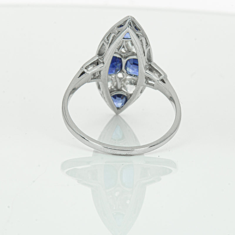 Vintage 18ct White Gold 2.00ct Sapphire & Diamond Ring-Ring-Walker & Hall