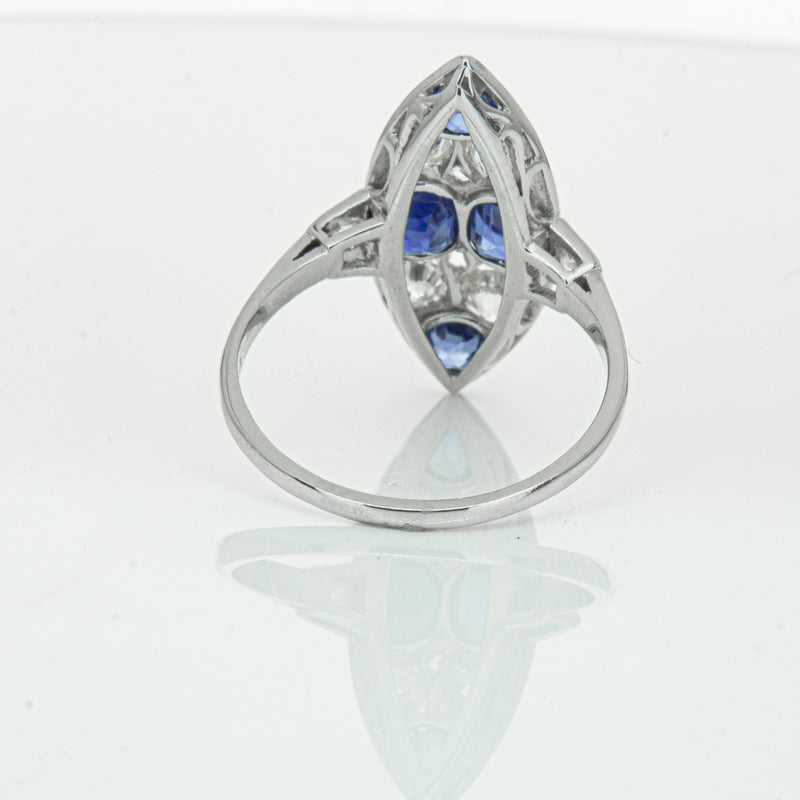 Vintage 18ct White Gold 2.00ct Sapphire & Diamond Ring-Ring-Walker & Hall