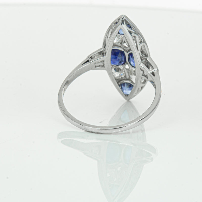 Vintage 18ct White Gold 2.00ct Sapphire & Diamond Ring-Ring-Walker & Hall