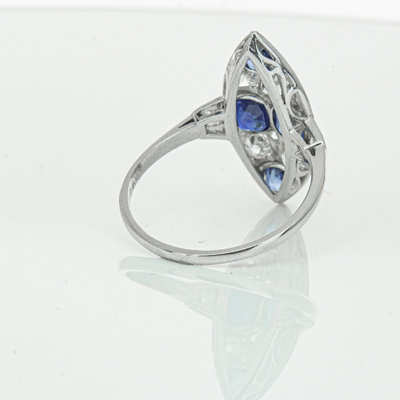 Vintage 18ct White Gold 2.00ct Sapphire & Diamond Ring-Ring-Walker & Hall