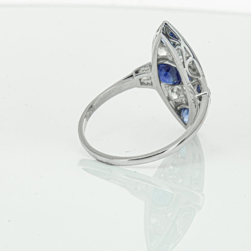 Vintage 18ct White Gold 2.00ct Sapphire & Diamond Ring-Ring-Walker & Hall