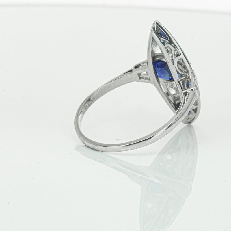 Vintage 18ct White Gold 2.00ct Sapphire & Diamond Ring-Ring-Walker & Hall