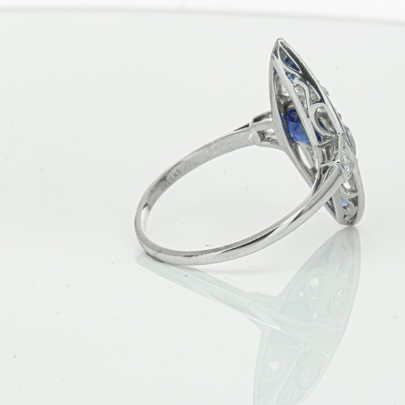 Vintage 18ct White Gold 2.00ct Sapphire & Diamond Ring-Ring-Walker & Hall