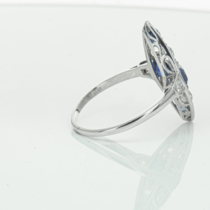 Vintage 18ct White Gold 2.00ct Sapphire & Diamond Ring-Ring-Walker & Hall