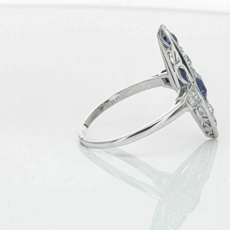 Vintage 18ct White Gold 2.00ct Sapphire & Diamond Ring-Ring-Walker & Hall
