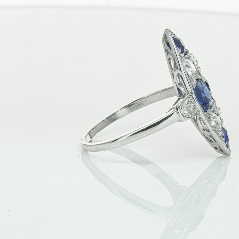 Vintage 18ct White Gold 2.00ct Sapphire & Diamond Ring-Ring-Walker & Hall