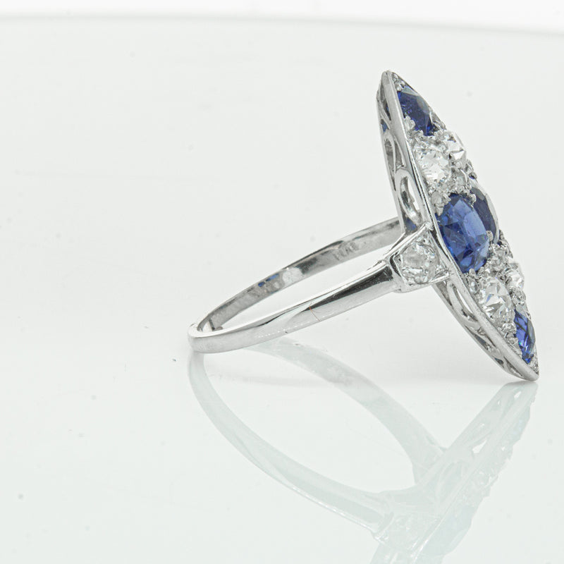 Vintage 18ct White Gold 2.00ct Sapphire & Diamond Ring-Ring-Walker & Hall