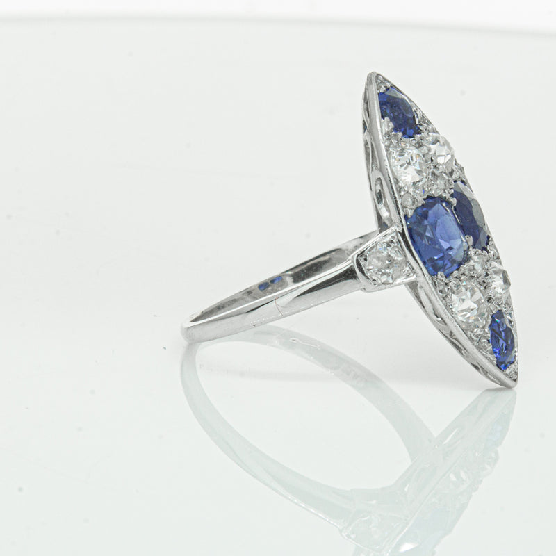 Vintage 18ct White Gold 2.00ct Sapphire & Diamond Ring-Ring-Walker & Hall