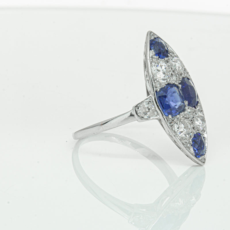 Vintage 18ct White Gold 2.00ct Sapphire & Diamond Ring-Ring-Walker & Hall