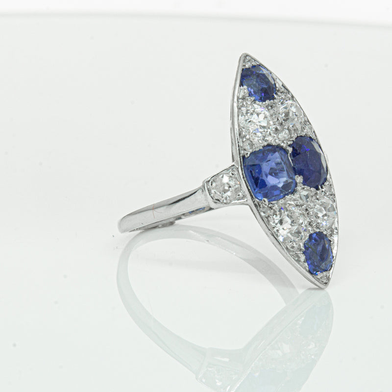 Vintage 18ct White Gold 2.00ct Sapphire & Diamond Ring-Ring-Walker & Hall