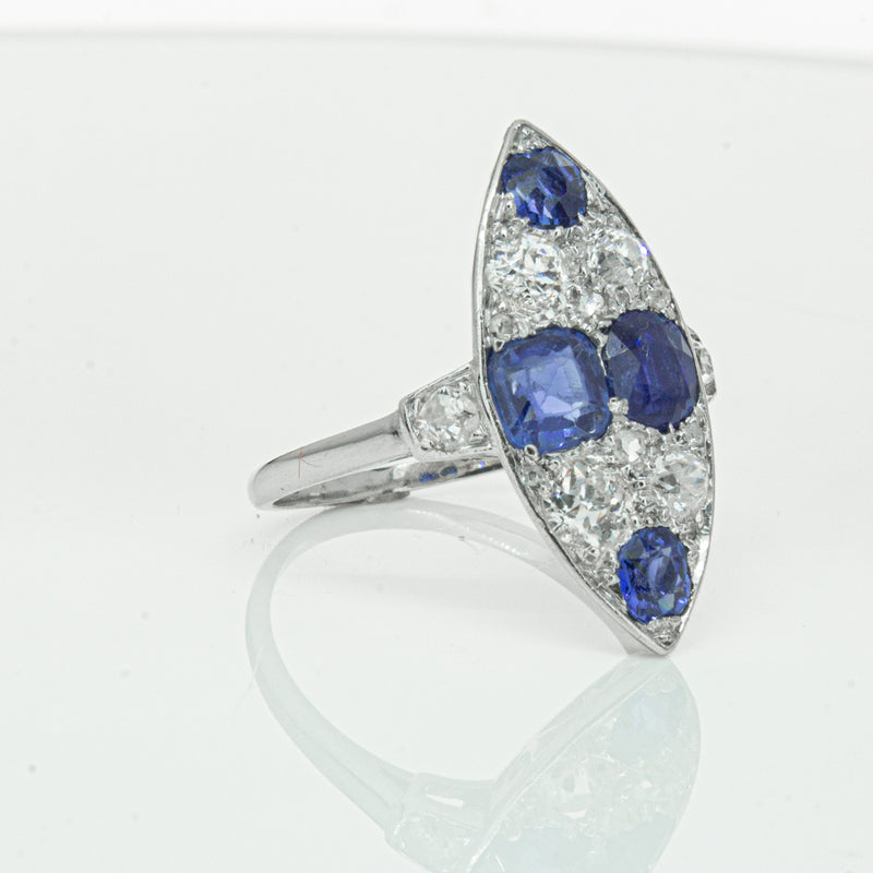 Vintage 18ct White Gold 2.00ct Sapphire & Diamond Ring-Ring-Walker & Hall