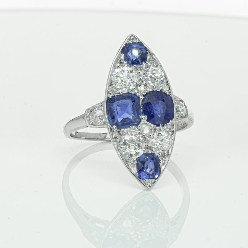 Vintage 18ct White Gold 2.00ct Sapphire & Diamond Ring-Ring-Walker & Hall