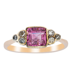 Vintage 13ct Yellow Gold Pink Spinel & Diamond Ring - Ring - Walker & Hall