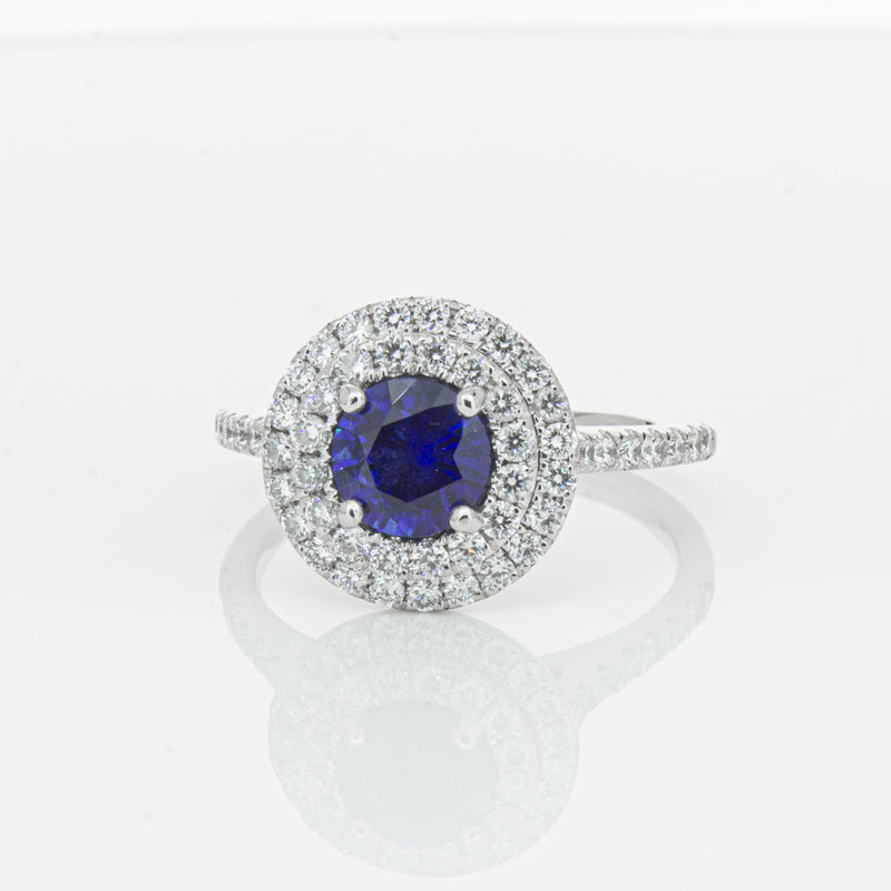 Deja Vu Platinum .88ct Sapphire & Diamond Ring-Ring-Walker & Hall