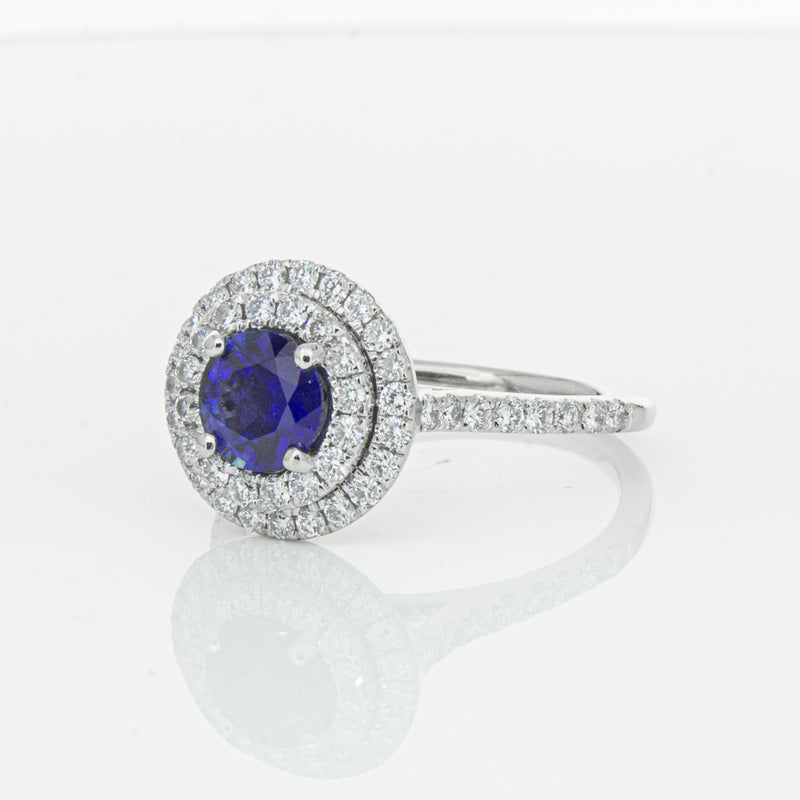 Deja Vu Platinum .88ct Sapphire & Diamond Ring-Ring-Walker & Hall