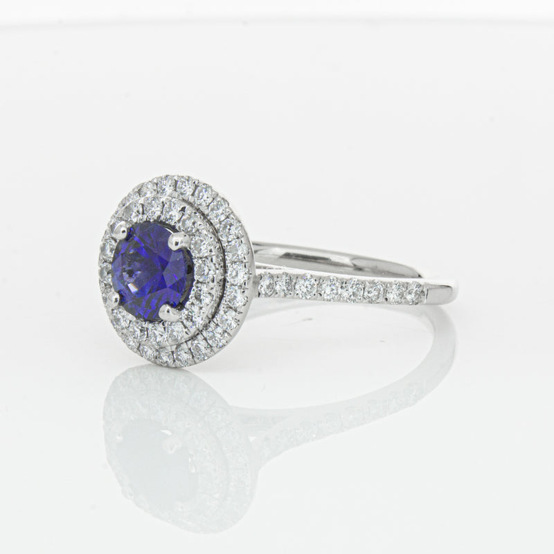 Deja Vu Platinum .88ct Sapphire & Diamond Ring-Ring-Walker & Hall