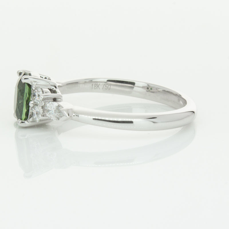 18ct White Gold Green Sapphire & Diamond Oriana Ring-Ring-Walker & Hall