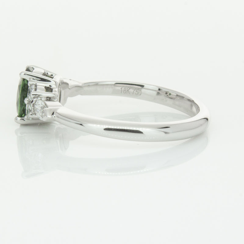18ct White Gold Green Sapphire & Diamond Oriana Ring-Ring-Walker & Hall