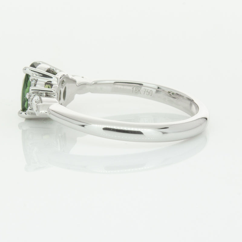18ct White Gold Green Sapphire & Diamond Oriana Ring-Ring-Walker & Hall