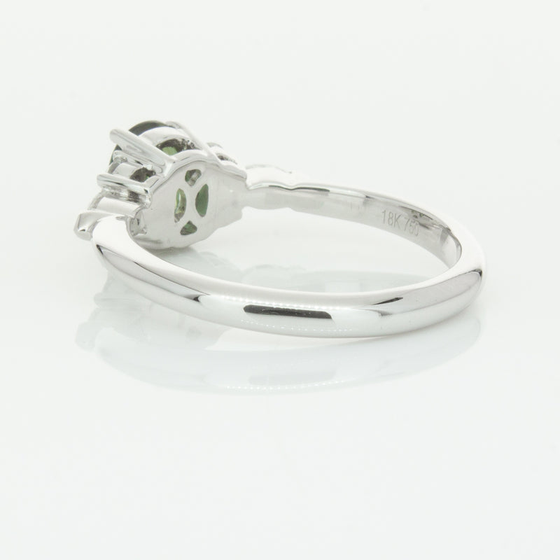 18ct White Gold Green Sapphire & Diamond Oriana Ring-Ring-Walker & Hall