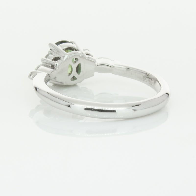 18ct White Gold Green Sapphire & Diamond Oriana Ring-Ring-Walker & Hall