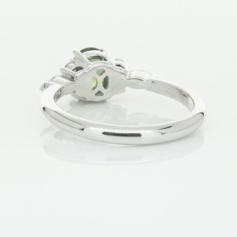 18ct White Gold Green Sapphire & Diamond Oriana Ring-Ring-Walker & Hall